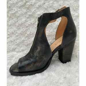 BED STU Olena Zip Open Toe Black Hand Wash Shoe 8M